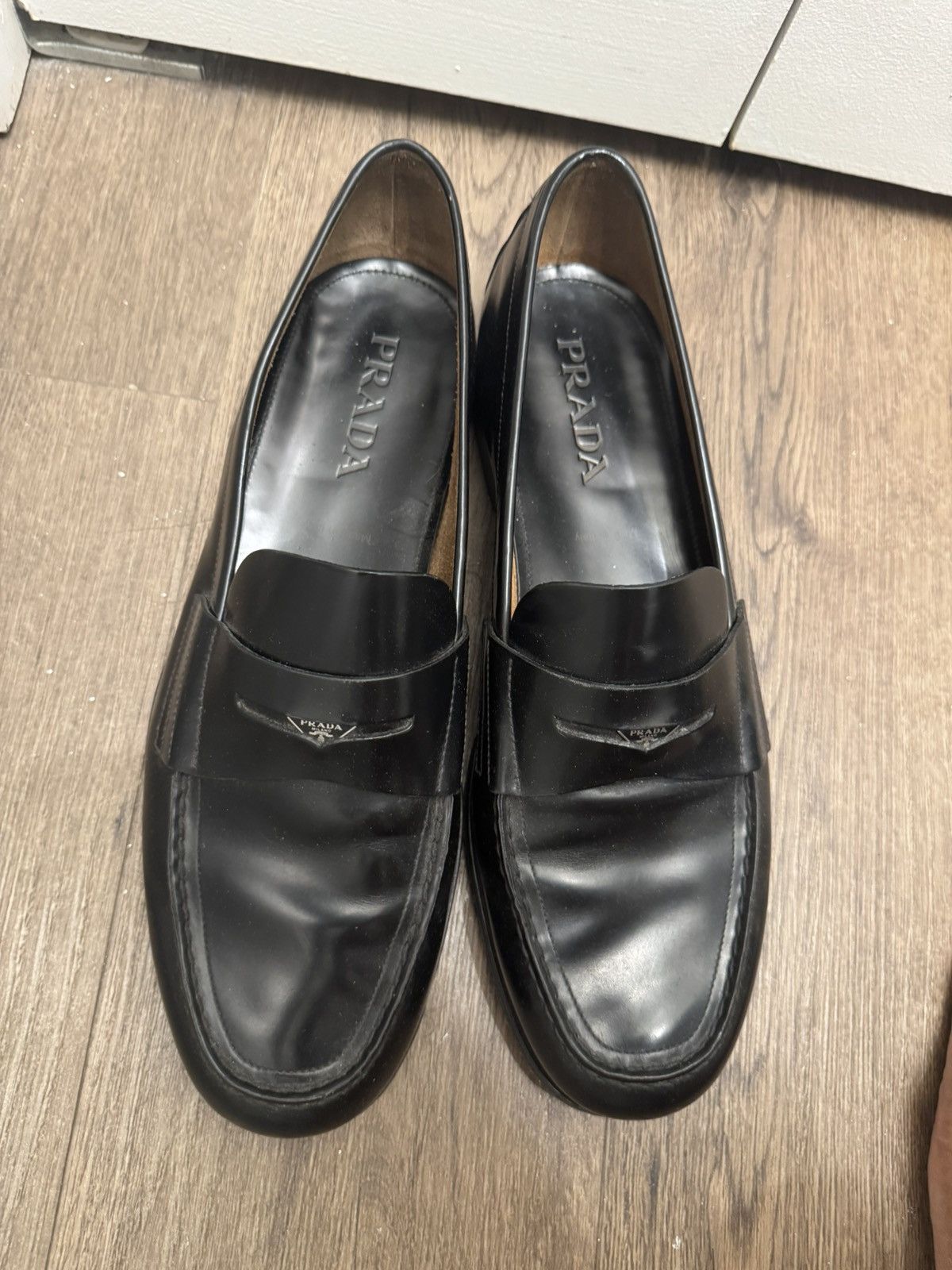 Prada Prada Brushed Leather Penny Loafers Size US 13 / EU 46 - 2 Thumbnail