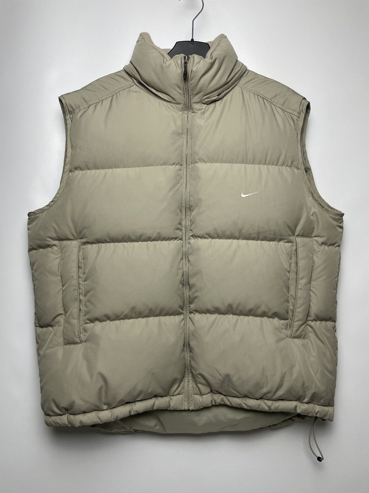 Nike 🦍 NIKE PUFFER DOWN VEST HOODED Y2K 90’s SWOOSH LOGO Beige Size US L / EU 52-54 / 3 - 1 Thumbnail