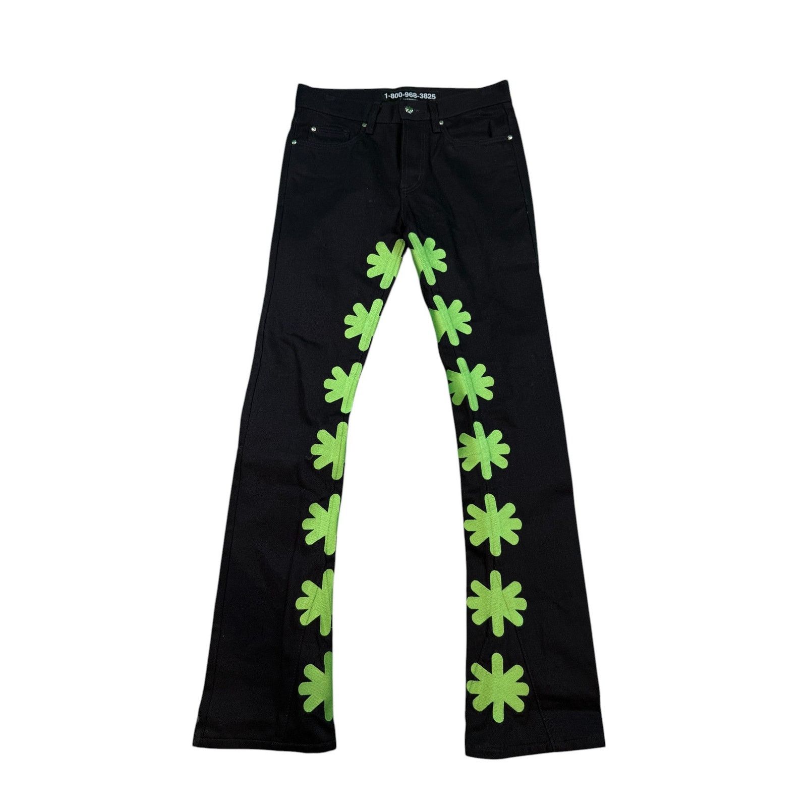 LOST SHDWS Green Floral Black Jeans