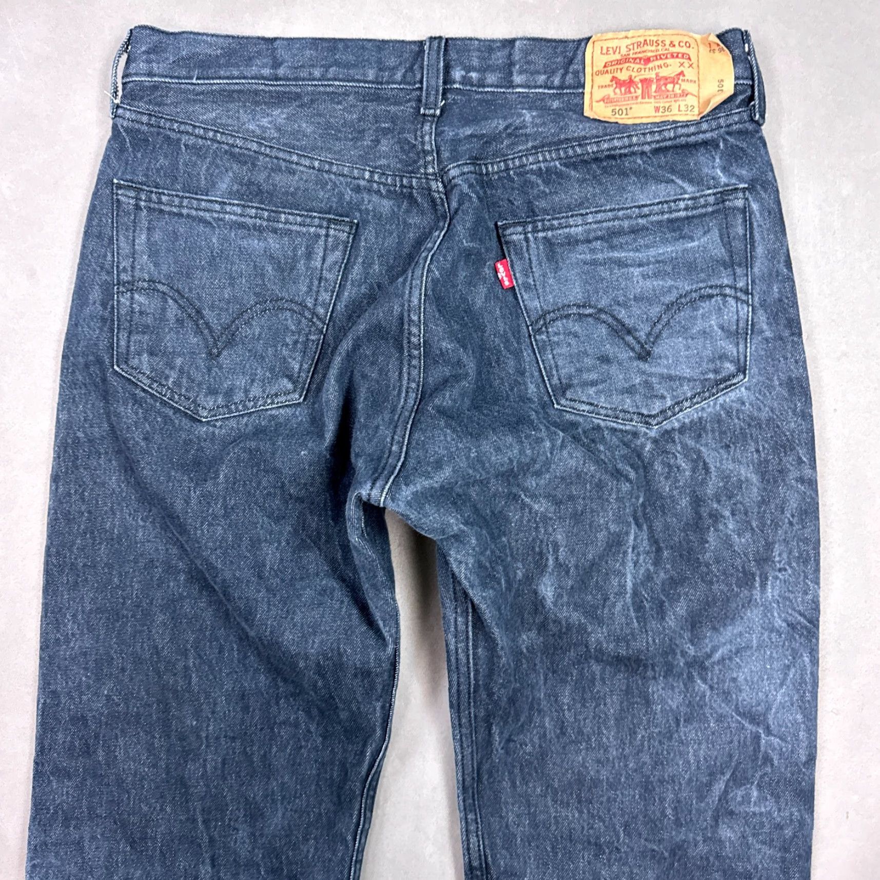 Levi's Levi's 501 Jeans Mens 34x30 Blue Denim Pants Button Fly Dark Faded Jeans Regular Men Size US 36 / EU 52 - 5 Thumbnail