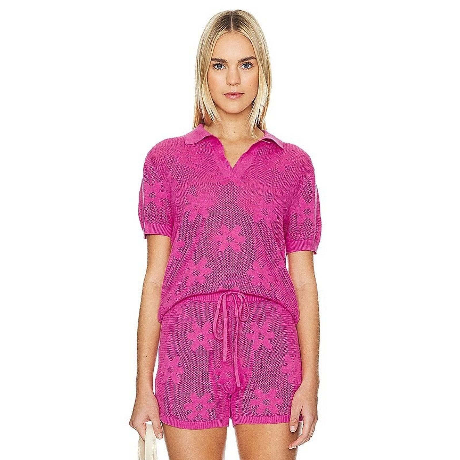 Beach Riot BEACH RIOT Liliana Polo Top XS Floral Pink Resort Preppy Size XS / US 0-2 / IT 36-38 - 1 Thumbnail
