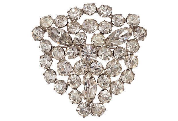 Designer Shield-Motif Clear Rhinestone Pin Size ONE SIZE - 1 Thumbnail