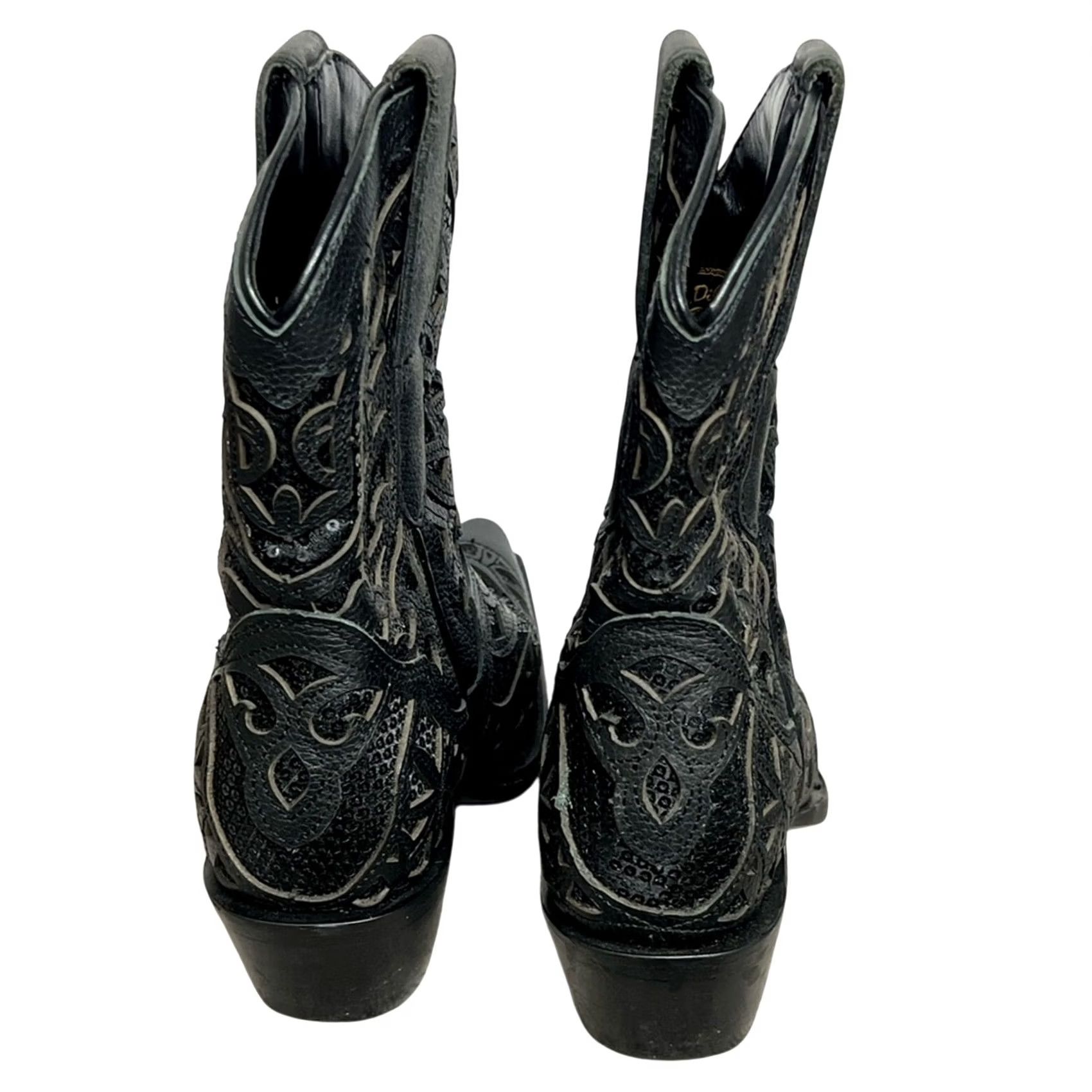 Vintage VINTAGE? JB Dillon Reserve Womens Cowgirl Leather Boot Black Sequin Sz 6 B Size US 6 / IT 36 - 6 Thumbnail