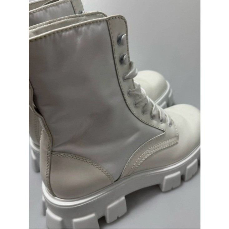 Prada Prada Monolith Brushed Leather and Re-Nylon Boots White Men' Size US 12 / EU 45 - 9 Thumbnail