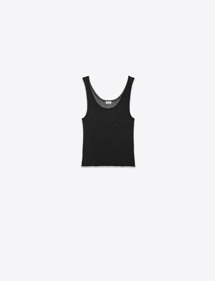 Saint Laurent Paris o1s1wg110225 686850 Tank Top in Sheer Knit in Black Size M / US 6-8 / IT 42-44 - 1 Thumbnail