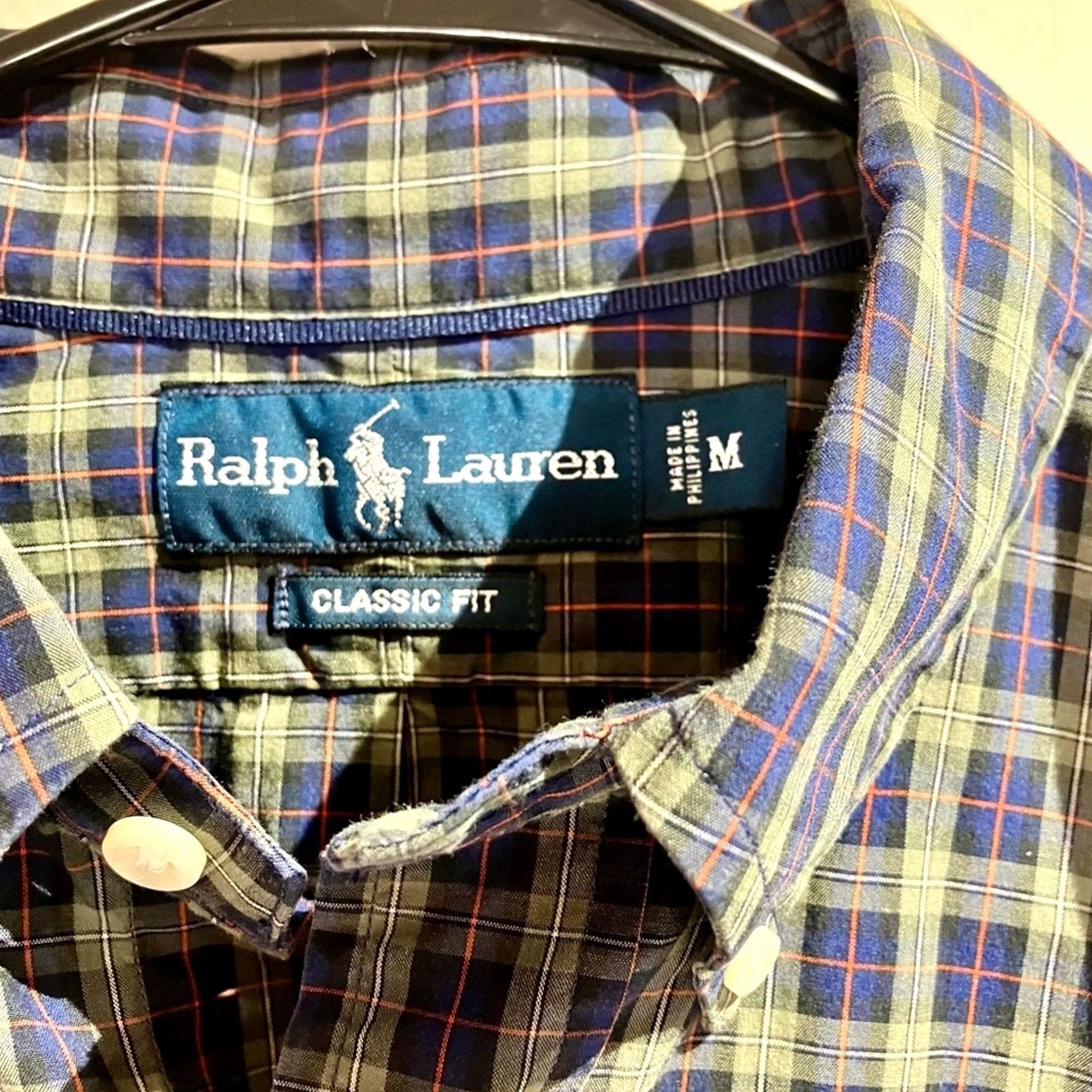 Ralph Lauren VINTAGE Polo Ralph Lauren Shirt M Green Navy Plaid Long Sleeve Button Down Classic Fit Mens 90s Size US M / EU 48-50 / 2 - 2 Thumbnail