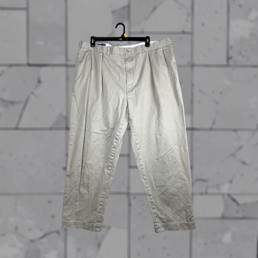 Polo Ralph Lauren VINTAGE Polo Ralph Lauren Pants Mens 46x27 Beige Ethan Relaxed Fit Pleated Chino Size US XXL / EU 58 / 5 - 1 Thumbnail