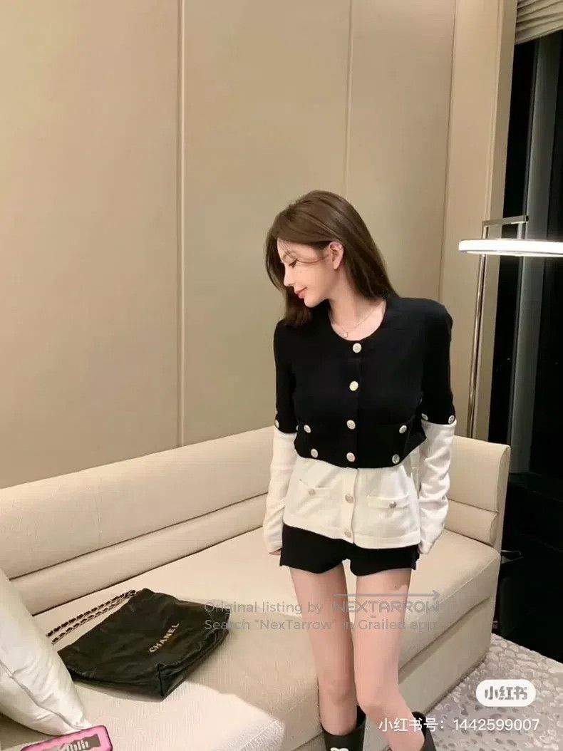 Chanel Chanel Black and white stitching cardigan coat Size XXS / US 00 / IT 34 - 7 Thumbnail