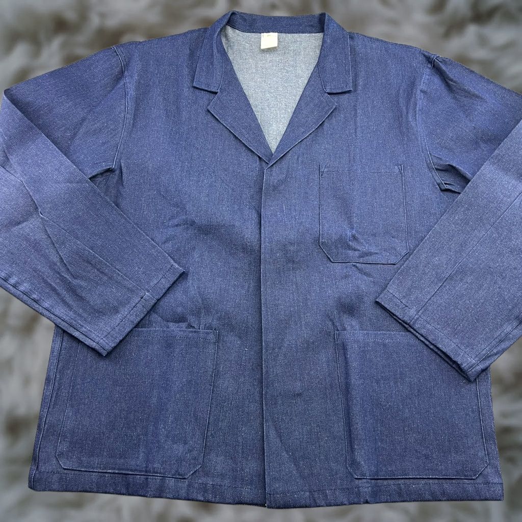 Denime VINTAGE Chore Jacket Mens XL Denim Blue Indigo Italy SanforJob Jacket Size US XL / EU 56 / 4 - 1 Thumbnail