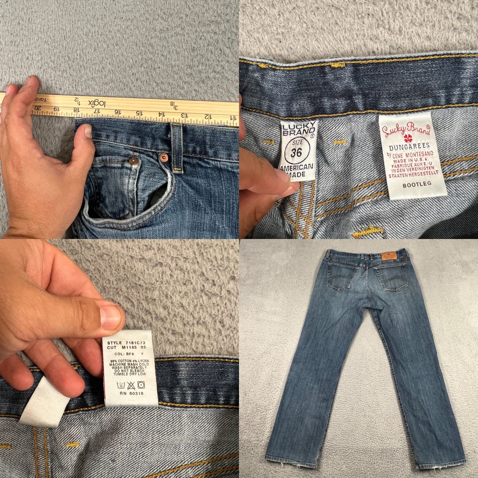Lucky Brand Vintage Lucky Brand Dungarees Men’s Jeans Size 36 Bootcut Blue Cotton Denim Made in USA Size US 36 / EU 52 - 8 Thumbnail