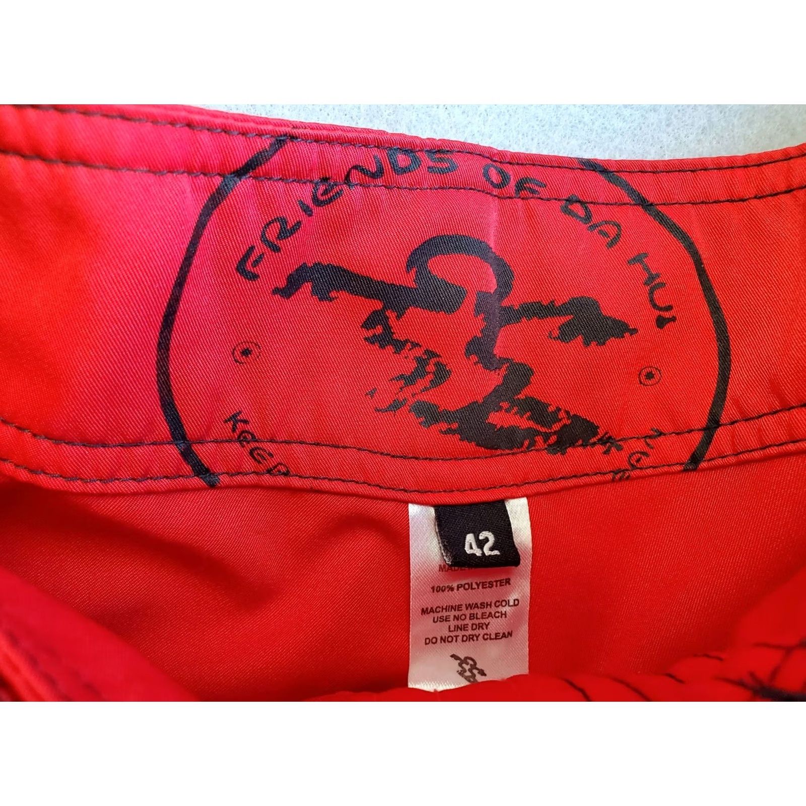 Vintage Da Hui Red Flat Front Beach Surf Casual Board Shorts Swim Trunks Mens 42 Size US 42 / EU 58 - 7 Thumbnail