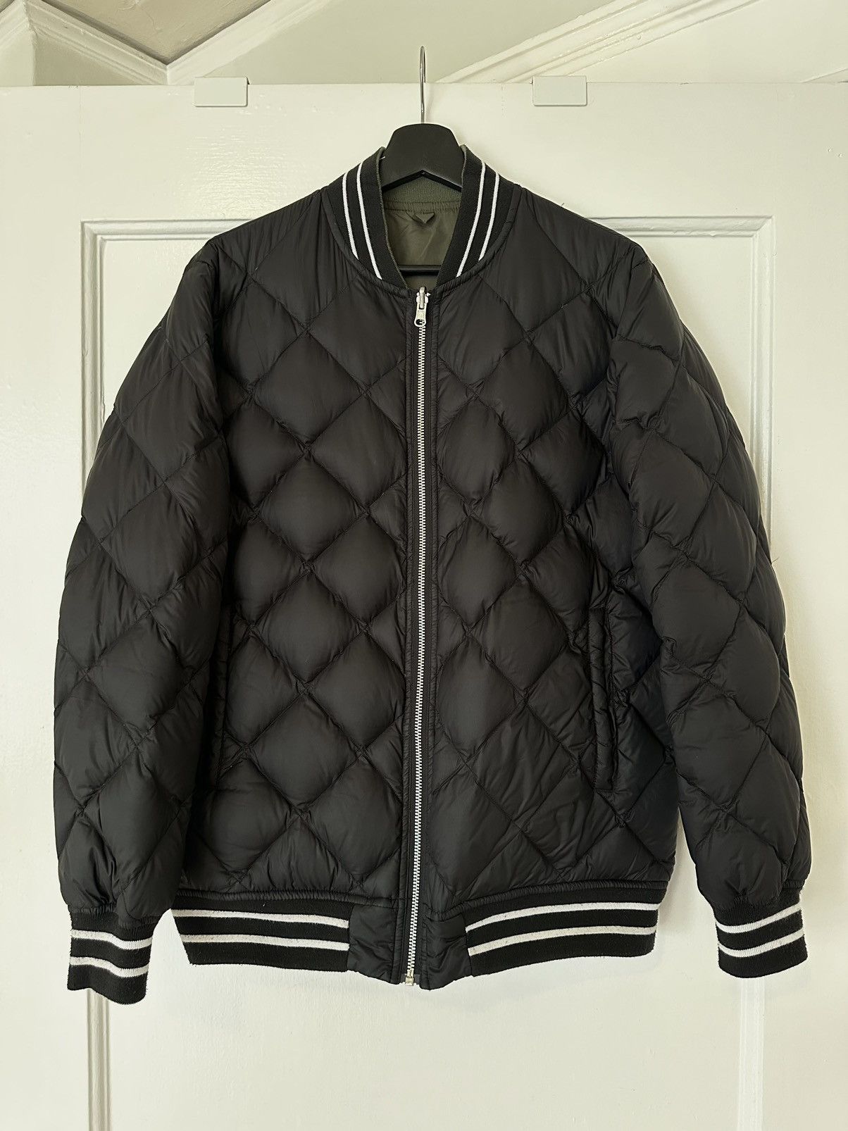 TAION Reversible Navy & Khaki Quilted Down Bomber Jacket Size US M / EU 48-50 / 2 - 1 Thumbnail