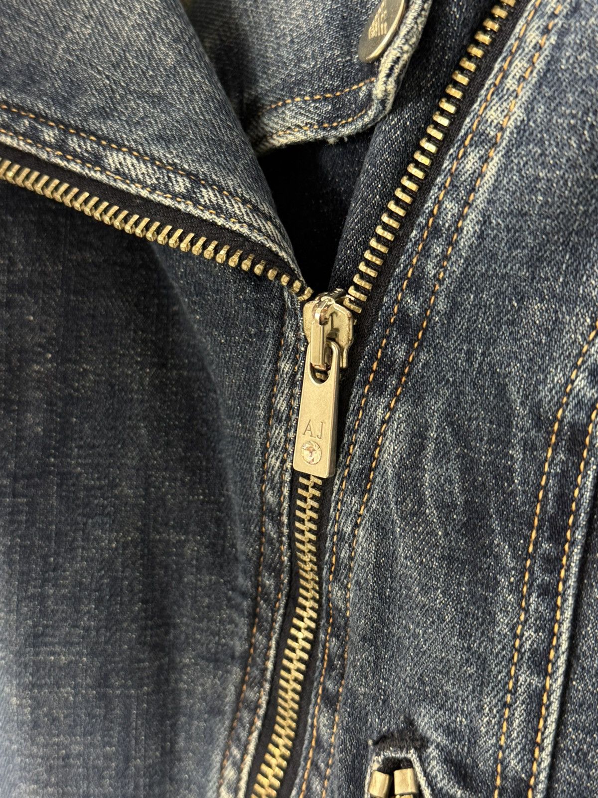 Armani Y2K Armani Jeans Denim Biker Jacket Size S / US 4 / IT 40 - 7 Thumbnail