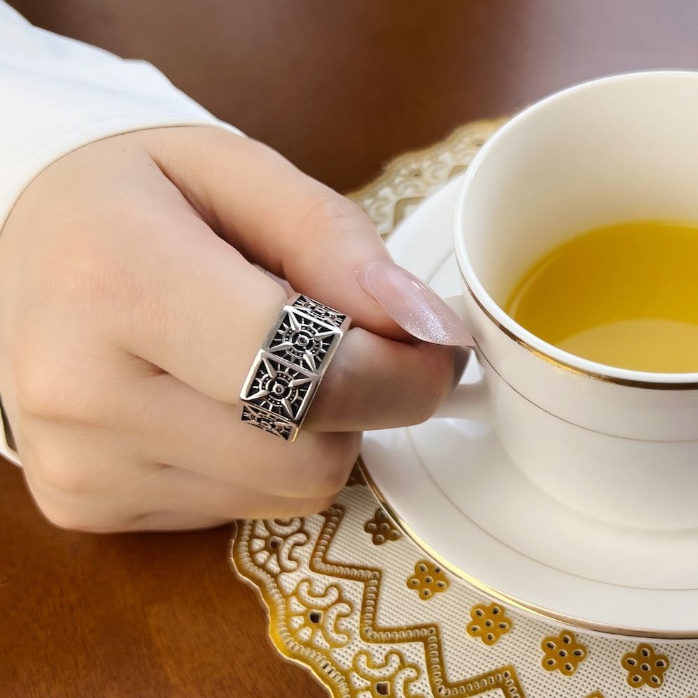 Jewelry × Vintage SIZE 10 Compass Angular 925 Sterling Silver Ring Size ONE SIZE - 5 Thumbnail