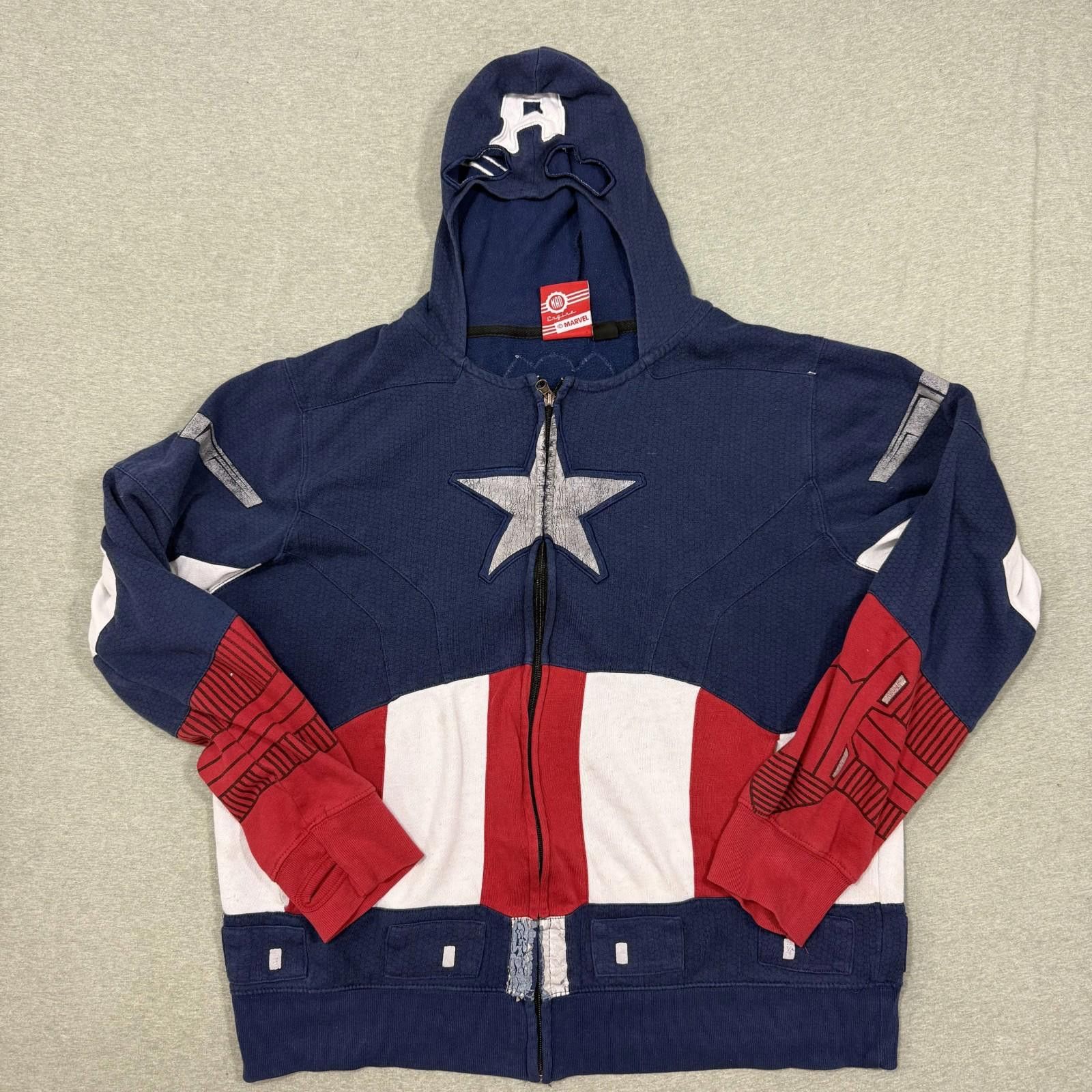 Marvel Comics Captain America Marvel Zip Hoodie Sweatshirt Mask Men's Lg Size US L / EU 52-54 / 3 - 1 Thumbnail