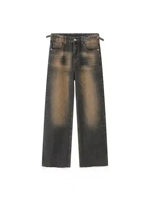 Japanese Brand × Jean Retro distressed straight-leg wide-leg jeans Size US 32 / EU 48 - 4 Thumbnail