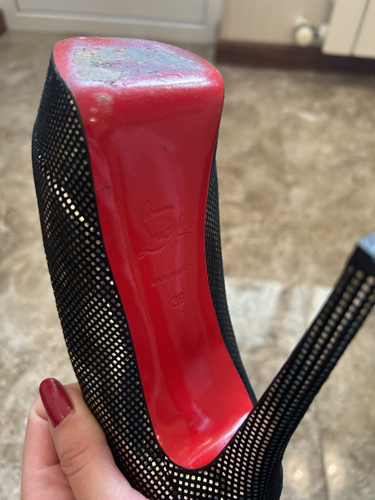 Christian Louboutin Louboutin open-toe silver heels Size US 8 / IT 38 - 4 Thumbnail