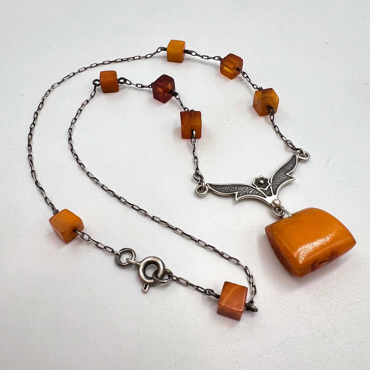 Jewelry x Vintage Necklace 875 Silver Genuine Baltic Yellow Amber, Women's