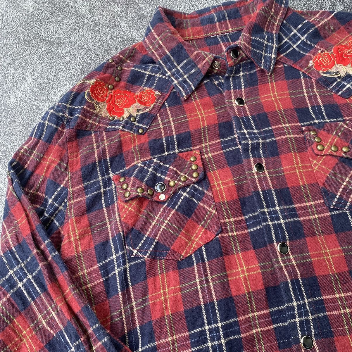If Six Was Nine × Japanese Brand × Le Grande Bleu (L.G.B.) DOHC Double Guns Rhinestones Flannel Shirt Size US M / EU 48-50 / 2 - 2 Thumbnail