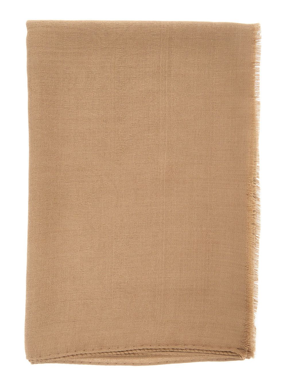 Max Mara Beige Scarf with Fringed Edge in Wool and Silk Blend Woman Size ONE SIZE - 1 Thumbnail