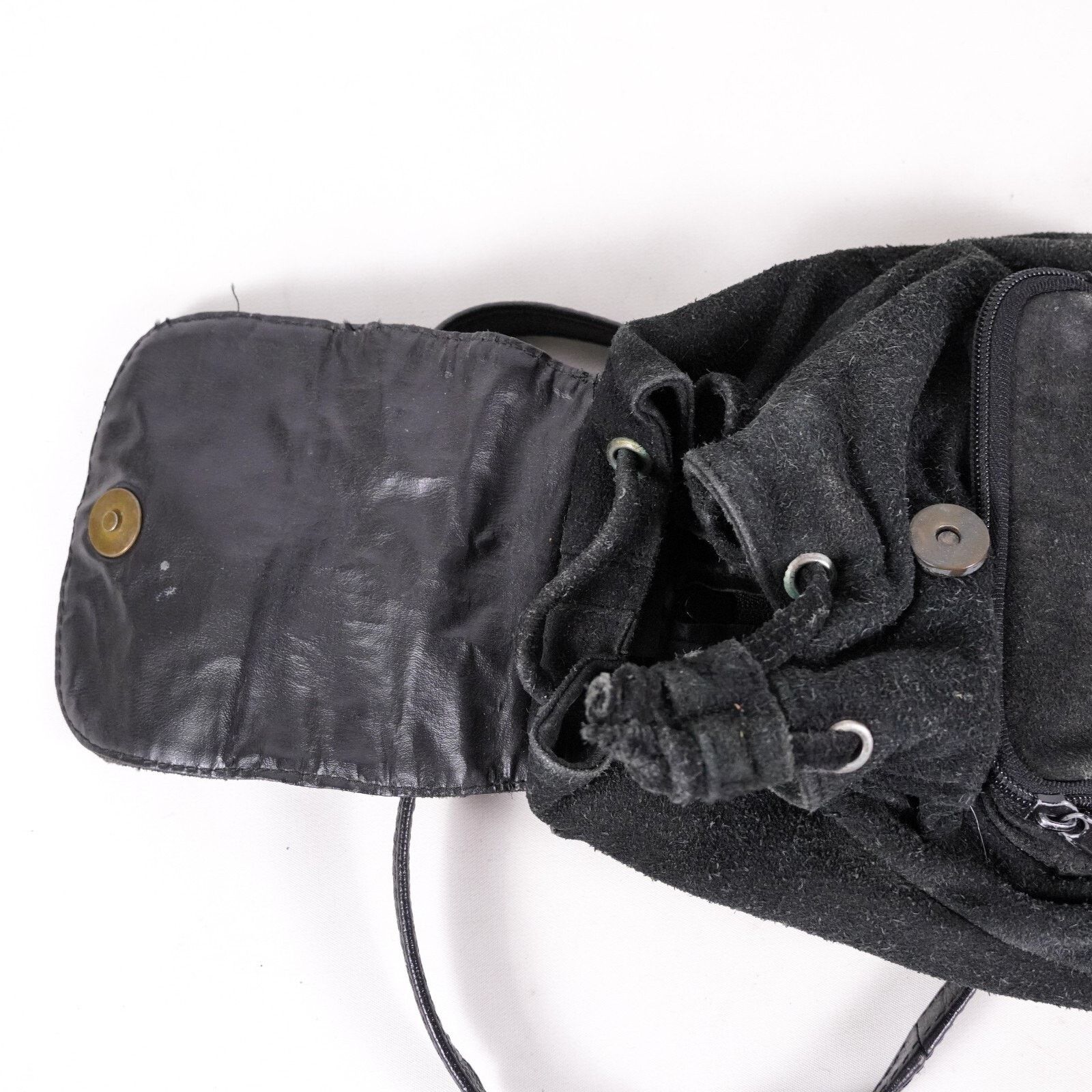 Other Black Suede Leather Over Shoulder Bag Satchel Backpack Pack Size ONE SIZE - 5 Thumbnail