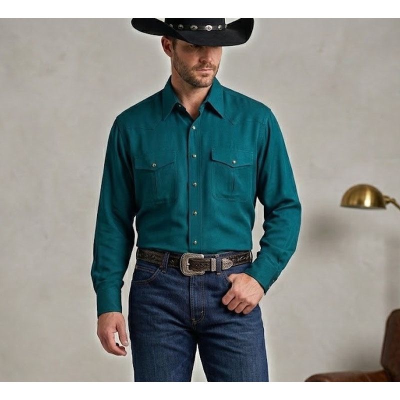 I. Magnin VTG I. Magnin Men's 100% Silk Teal Blue Button Down Size M Size US M / EU 48-50 / 2 - 1 Thumbnail