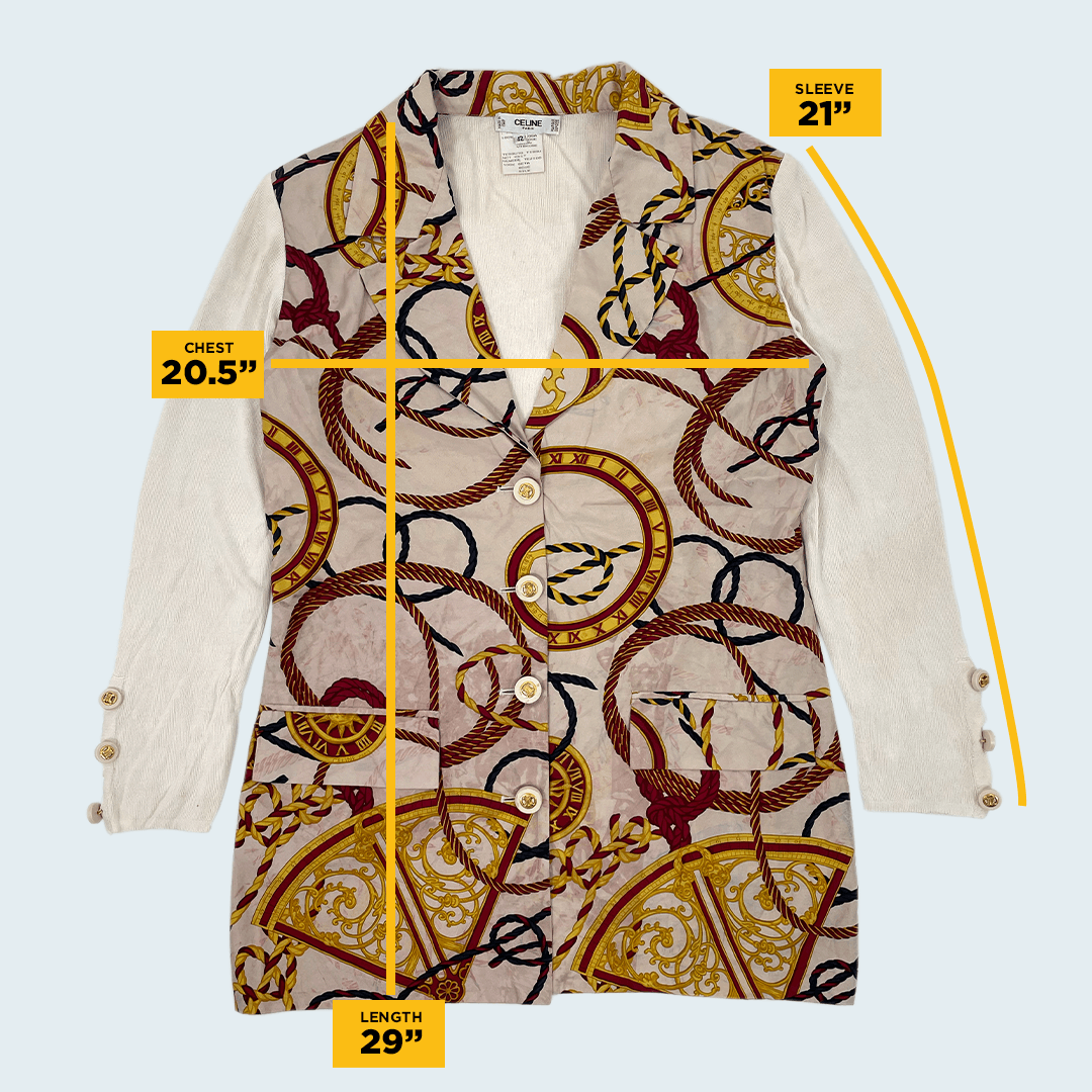Celine × Vintage Vintage 80s Celine Silk Blazer Size M / US 6-8 / IT 42-44 - 9 Thumbnail