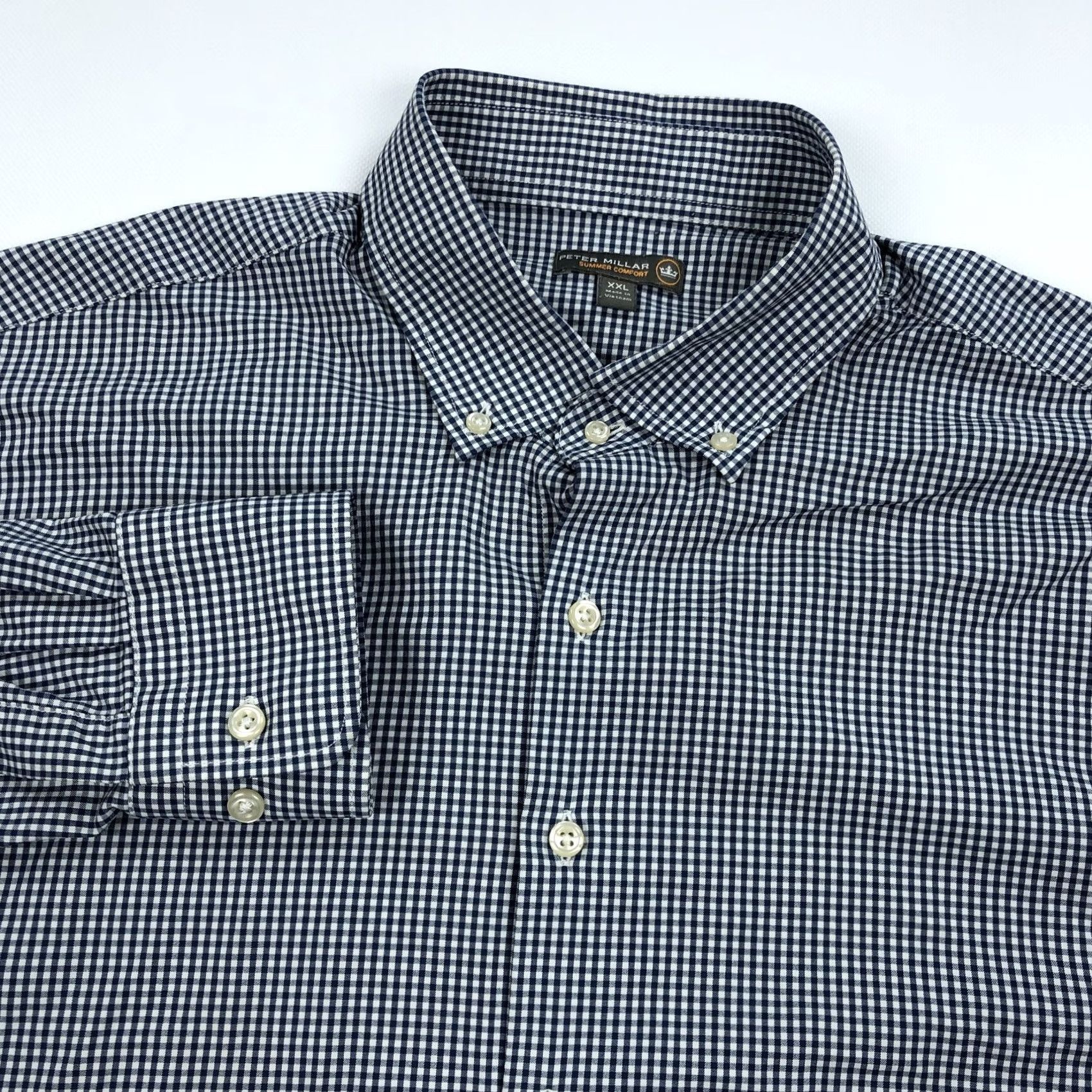 Peter Millar VINTAGE Peter Millar Summer Comfort Men's XXL Navy Blue Gingham Check Button-Down Shirt Size US XXL / EU 58 / 5 - 2 Thumbnail