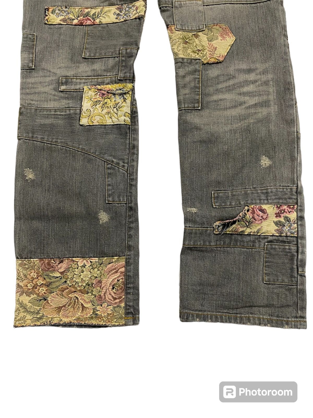 Designer × Issey Miyake × Japanese Brand Issey Miyake Sunaokuwahara Floral Patchwork Denim Size US 31 - 7 Thumbnail