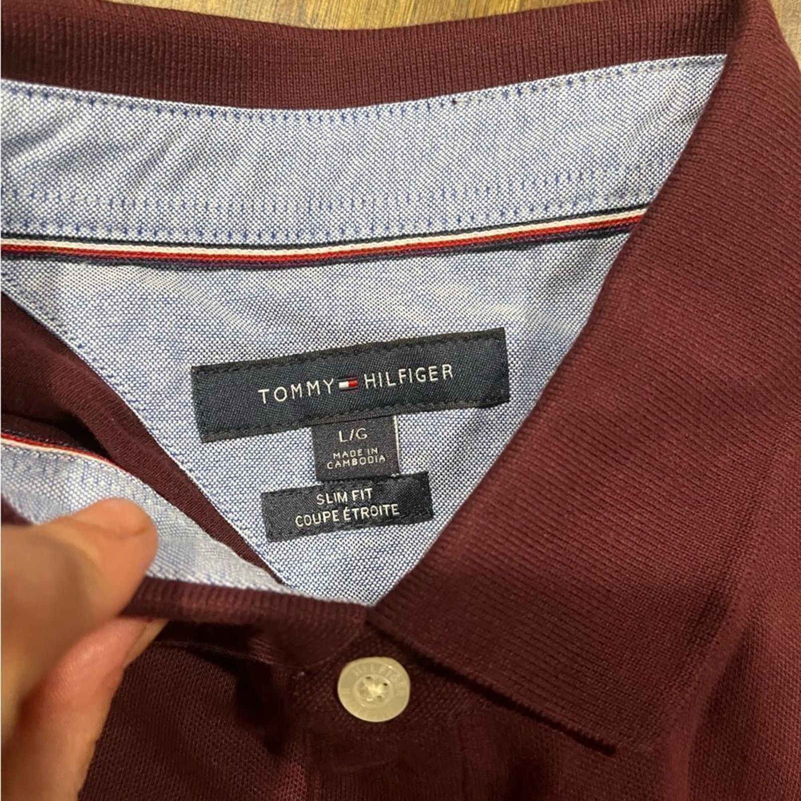 Tommy Hilfiger Tommy Hilfiger Men's Slim Fit Polo Maroon Red Size L Size US L / EU 52-54 / 3 - 4 Thumbnail