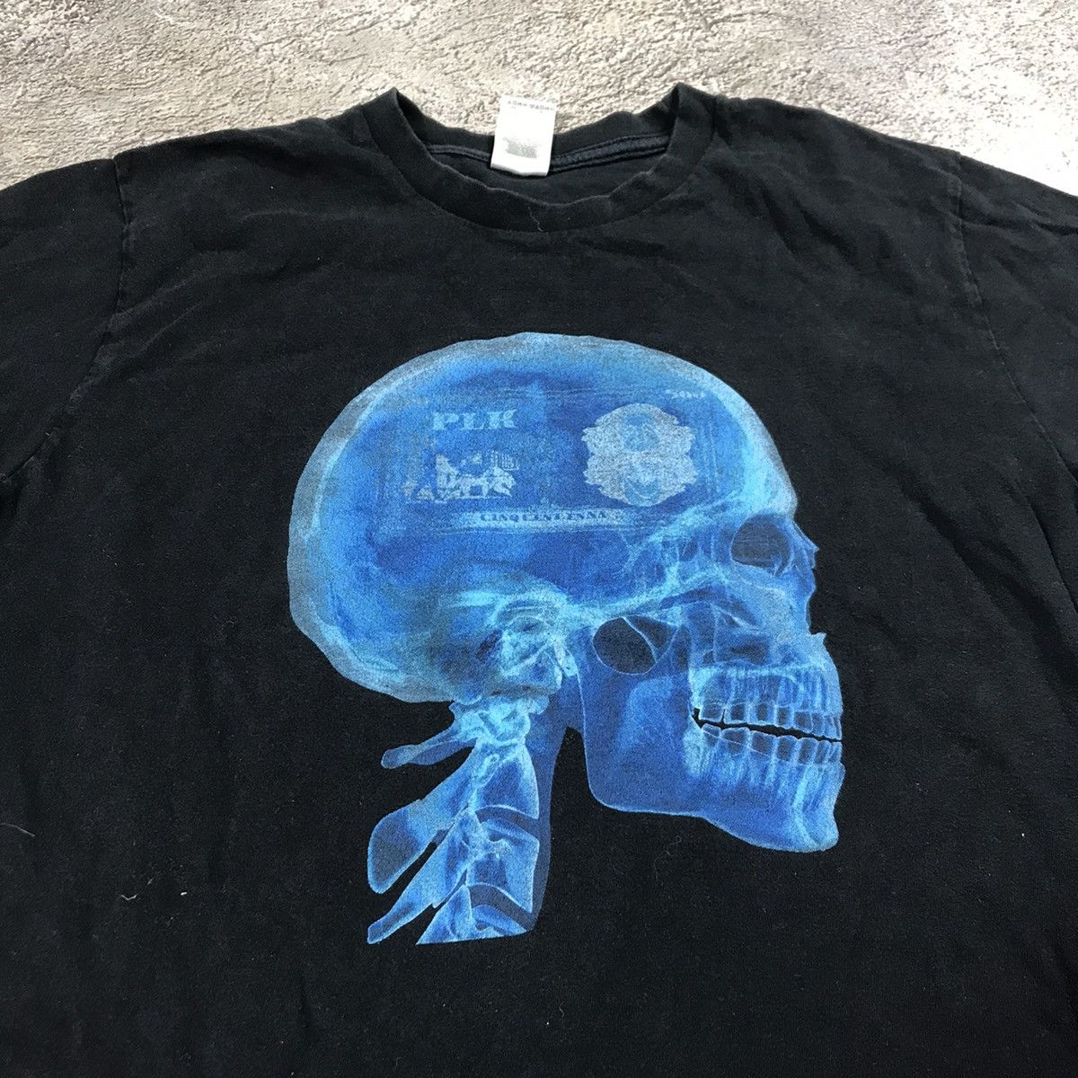 Vintage Vintage Y2K Graphic Tee Blue Skull Horror Streetwear Slim M Size US M / EU 48-50 / 2 - 2 Thumbnail