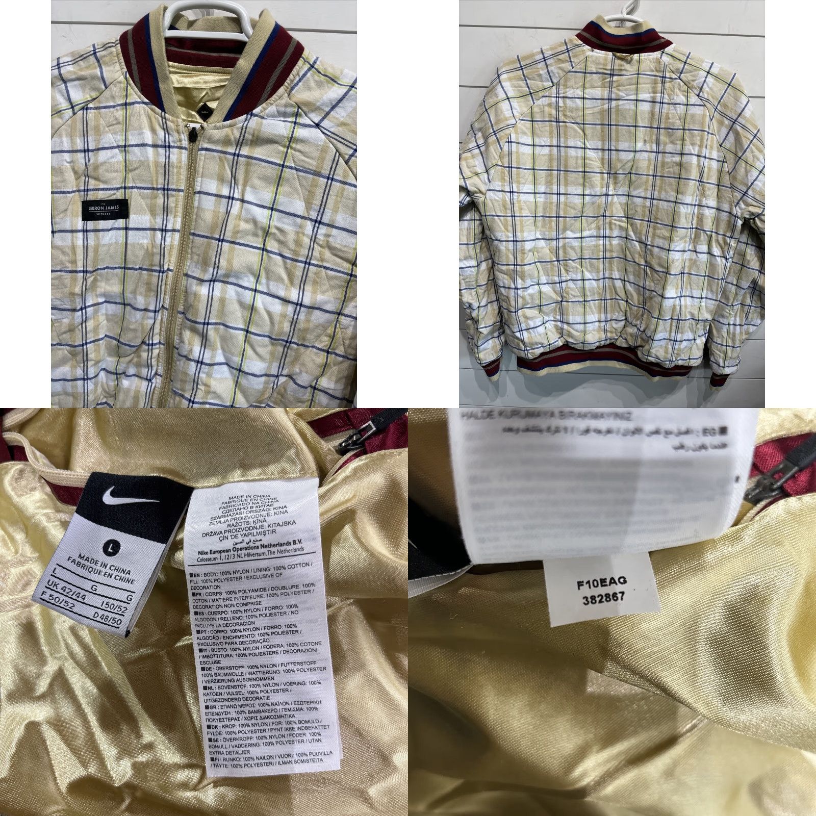 Nike Nike Witness X Lebron James LBJ 23 Fate Loves The Fearless Satin Jacket Bomber Jacket Men L Gold Size US L / EU 52-54 / 3 - 8 Thumbnail