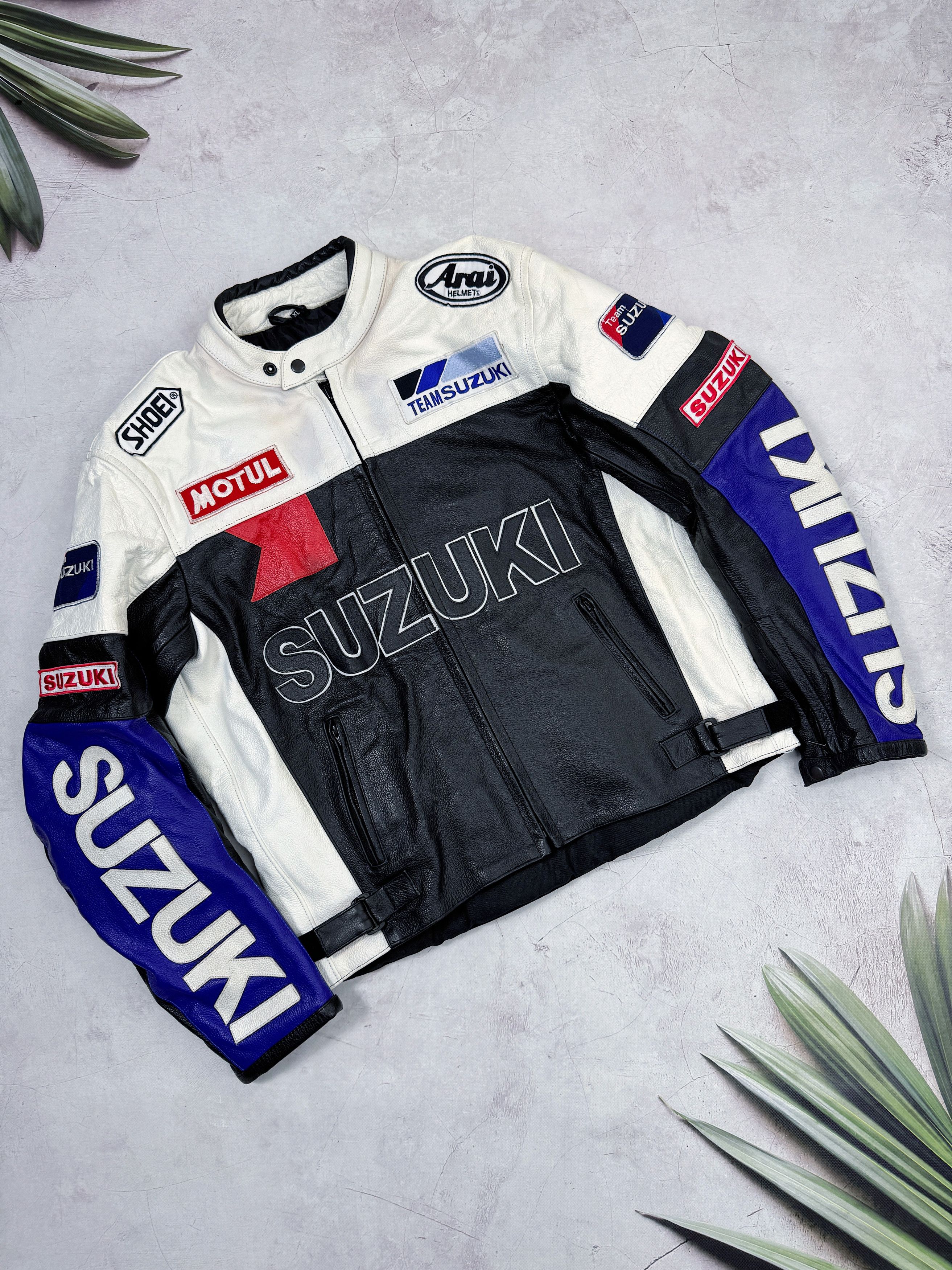 Other Vintage Suzuki Leather Jacket Moto Racing Motul Arai Helmet Size US XL / EU 56 / 4 - 1 Thumbnail