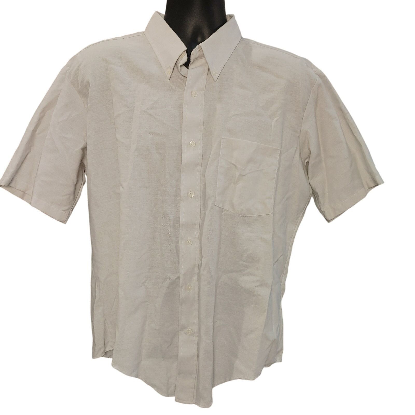 Other Golden V Men's 17 White Natural Blend Cotton SS Dress Shirt Size US L / EU 52-54 / 3 - 1 Thumbnail