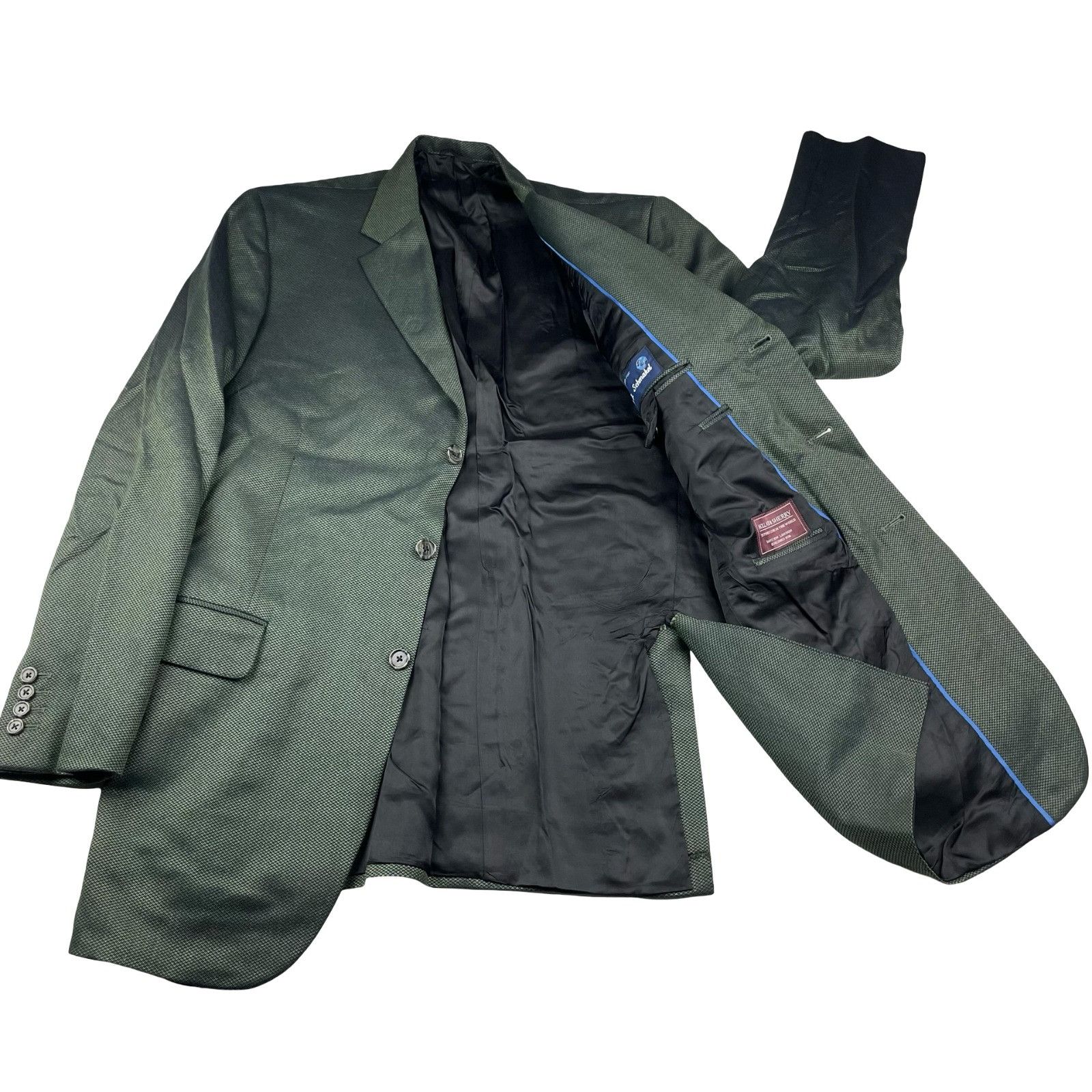 Holland & Sherry Holland & Sherry Men's Bespoke 3-Button Blazer Green Iridesc Size 44L - 3 Thumbnail