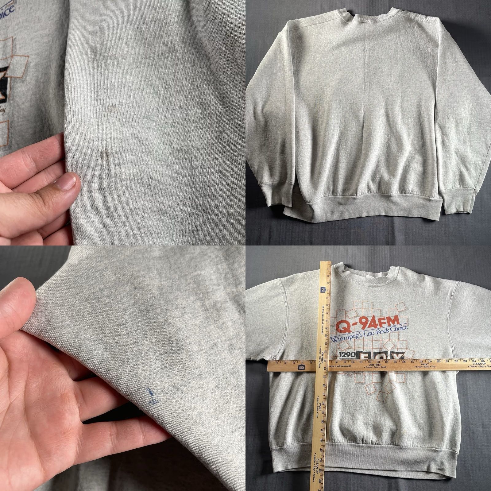 Vintage FOX Q94 FM Pullover Sweatshirt XL Men Gray Rock Crewneck Canada Sweatshirt Crewneck Mens 1290 Winnipeg Radio Size US XL / EU 56 / 4 - 8 Thumbnail