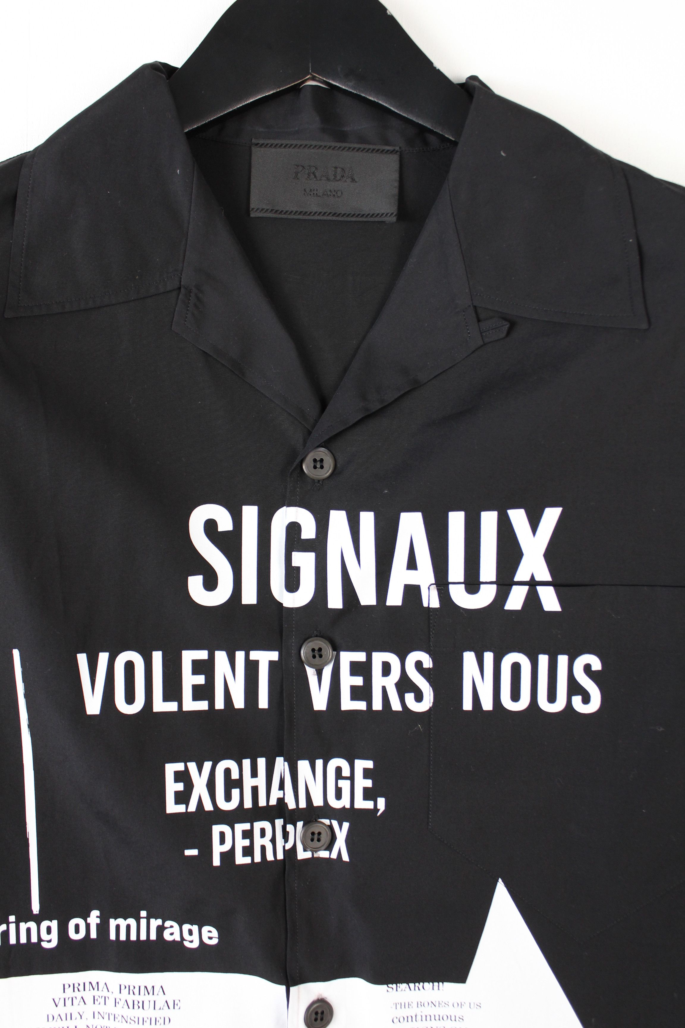 Prada Prada Signaux Black Graphic Print Bowling Shirt Size US L / EU 52-54 / 3 - 2 Thumbnail