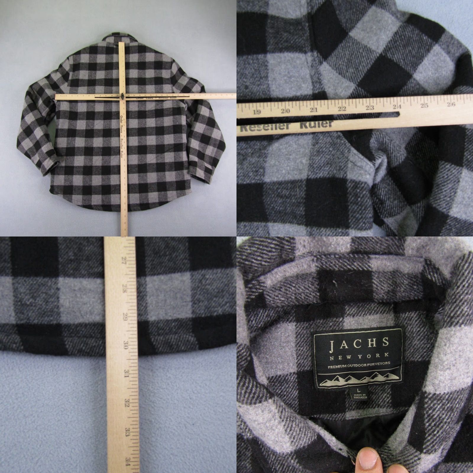 Vintage VINTAGE JACHS Jacket Mens Large Gray Plaid Flannel Wool Blend Quilted Lining Shacket Size US L / EU 52-54 / 3 - 8 Thumbnail