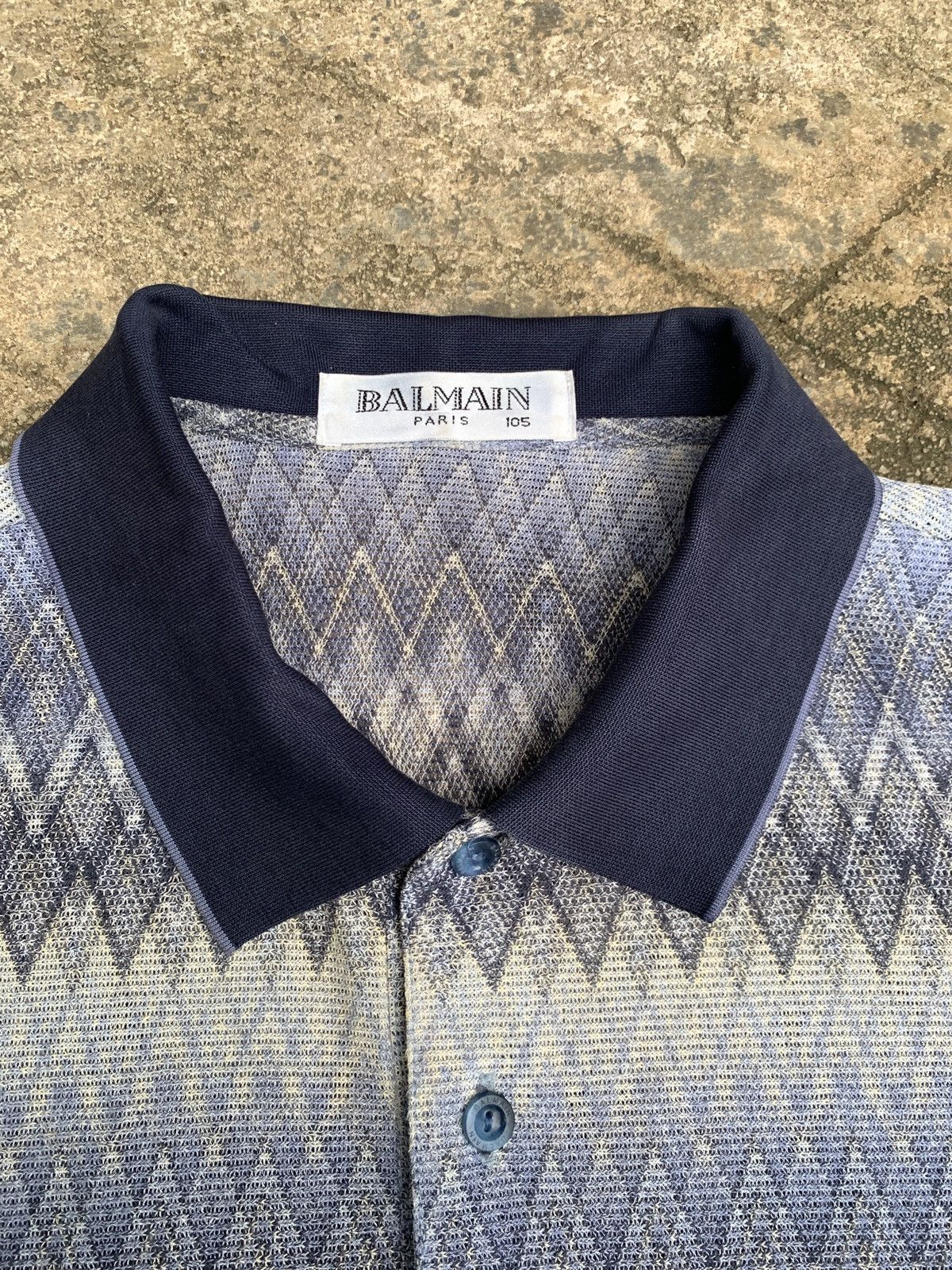 Balmain × Vintage 90s Balmain Paris ZigZag Patterns PoloShirt Size US L / EU 52-54 / 3 - 3 Thumbnail