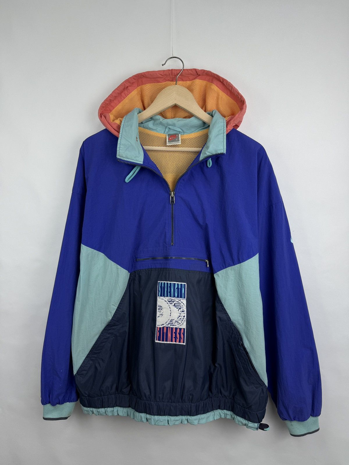 Nike × Vintage 🇺🇸Vintage 80s Nike Strength Fitness Archive Anorak Jacket Y2K Size US XL / EU 56 / 4 - 3 Thumbnail