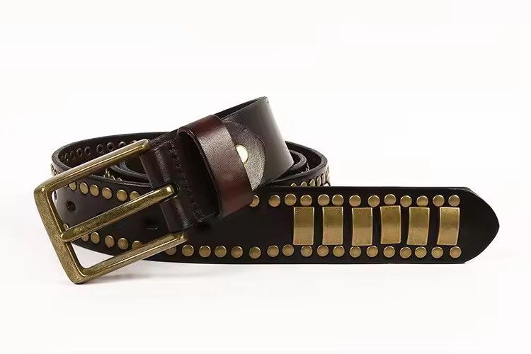 Japanese Brand 105 cmOutdoor retro punk rock studded leather belt Size ONE SIZE - 2 Thumbnail