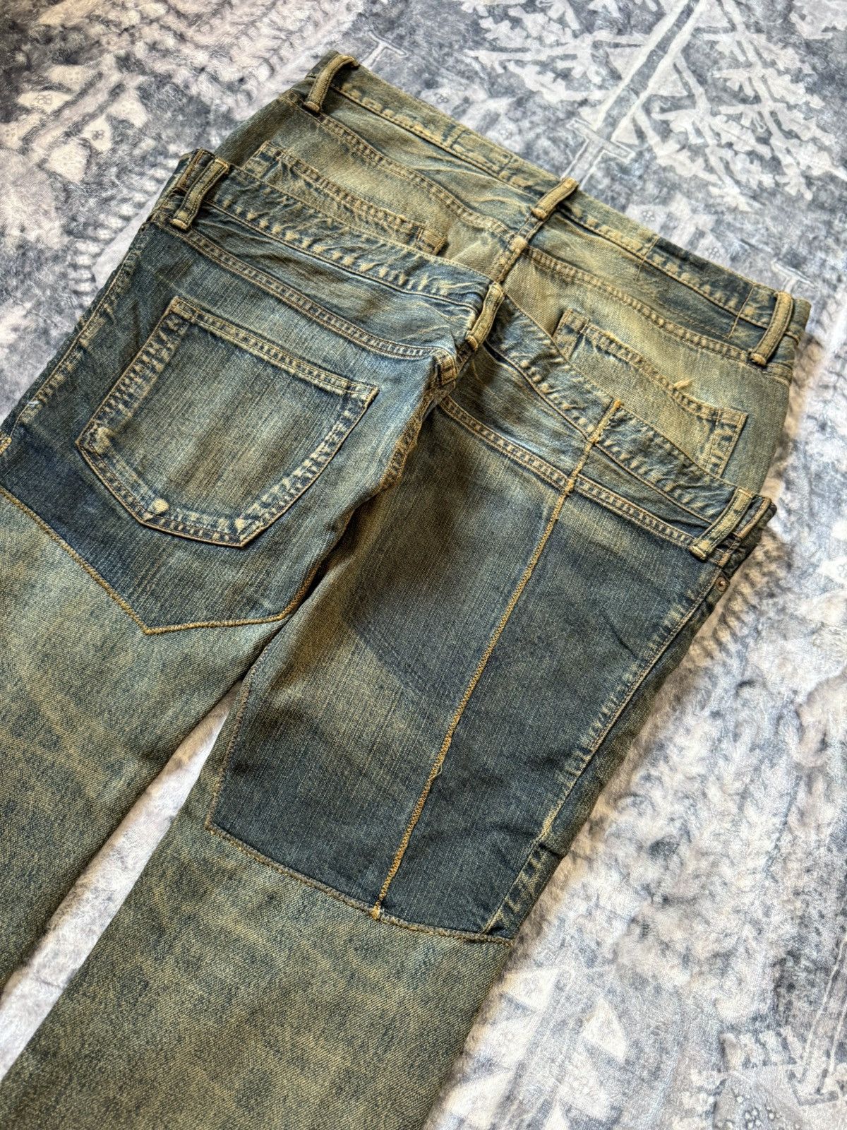 Le Grande Bleu (L.G.B.) Antgauge Japan Asymmetrical Cut & Sew Mud Wash Jeans Size US 32 / EU 48 - 13 Thumbnail