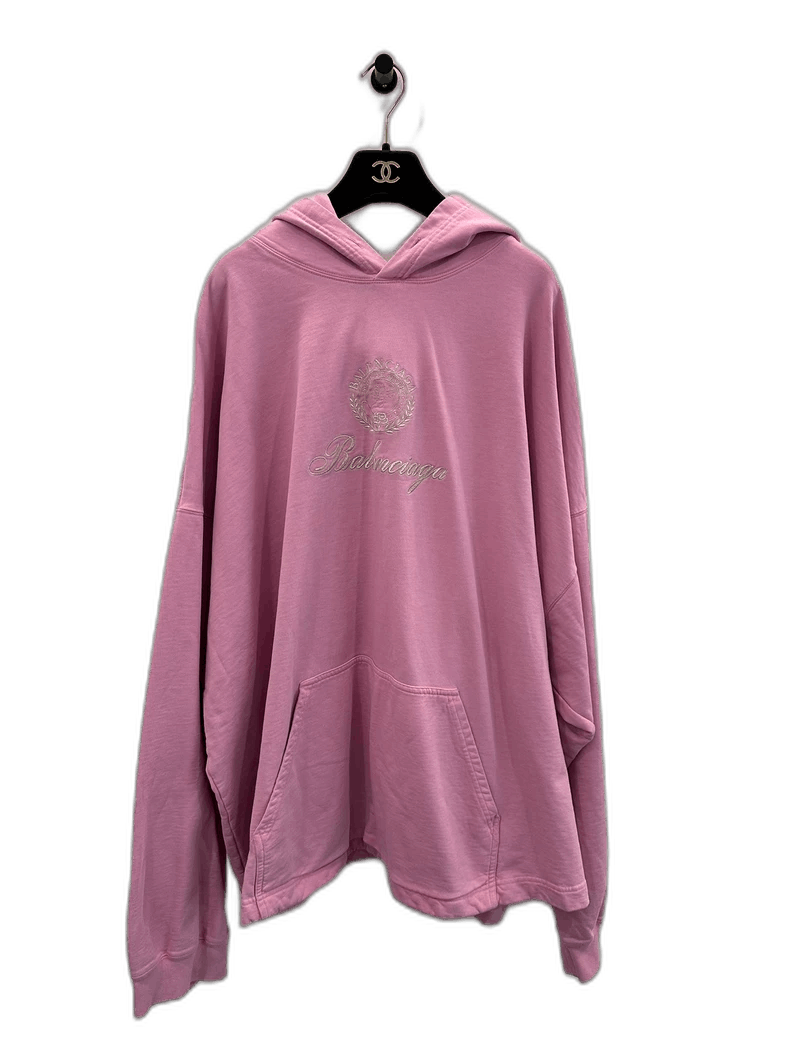 Balenciaga White wheat pink relaxed fit hooded sweatshirt