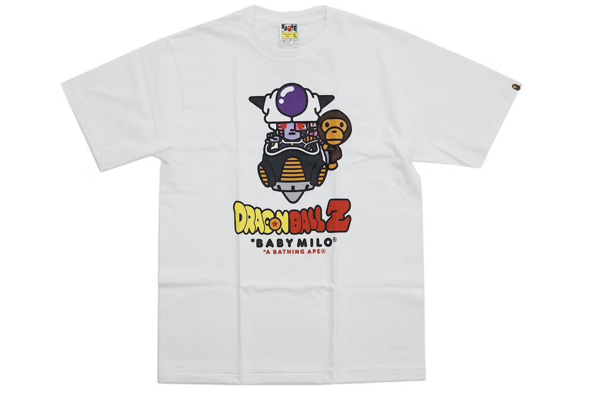 Image of Bape Dragon Ball Z Frieza Clinging Milo Tee White, Men's (Size Small)