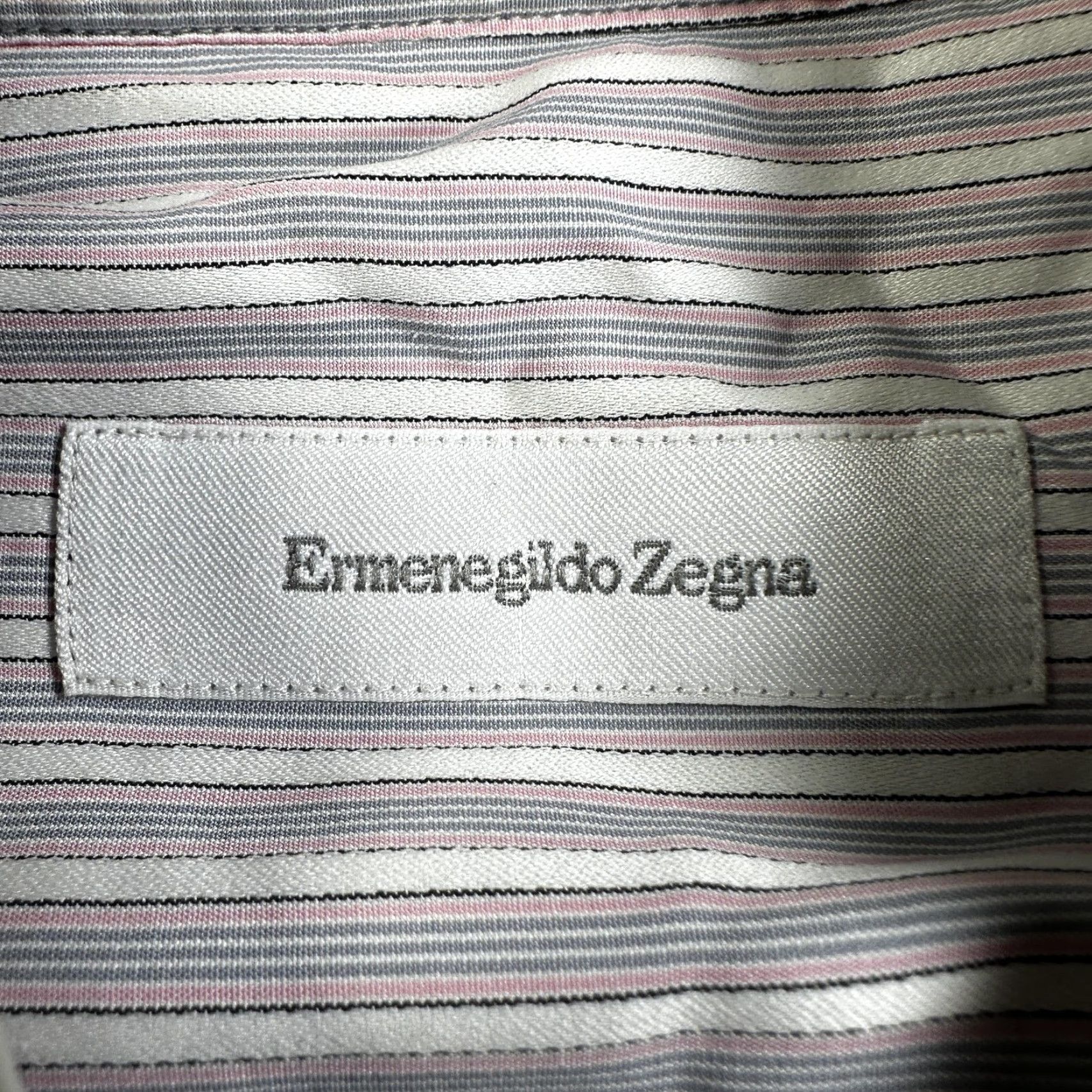 Ermenegildo Zegna Ermenegildo Zegna Dress Shirt Mens 41/16 Gray Stripe Spread Collar Long Sleeve Size 42R - 2 Thumbnail