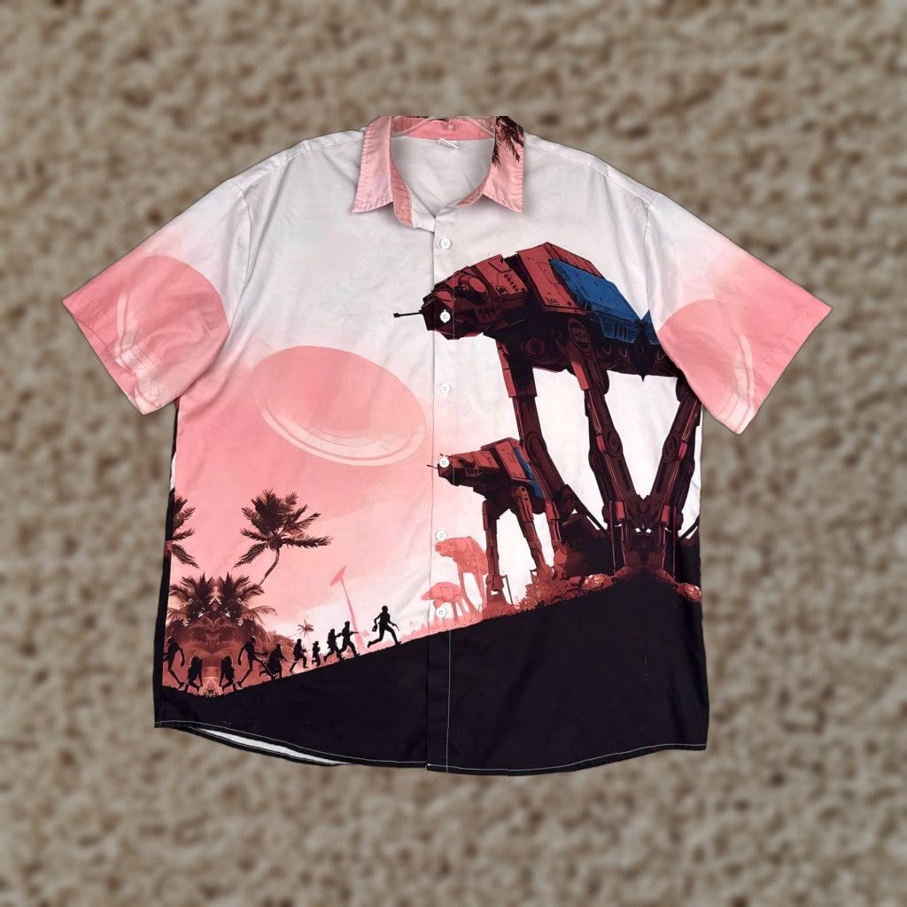 Star Wars HOO Shirt Mens 2XL Multicolor Short Sleeve Hawaiian Button Up Star Wars AT-AT Size US XXL / EU 58 / 5 - 1 Thumbnail