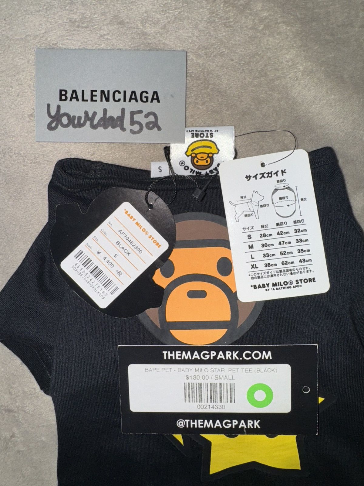 Bape Baby Milo Star Pet Tee Size “S” Black Bape Size ONE SIZE - 2 Thumbnail
