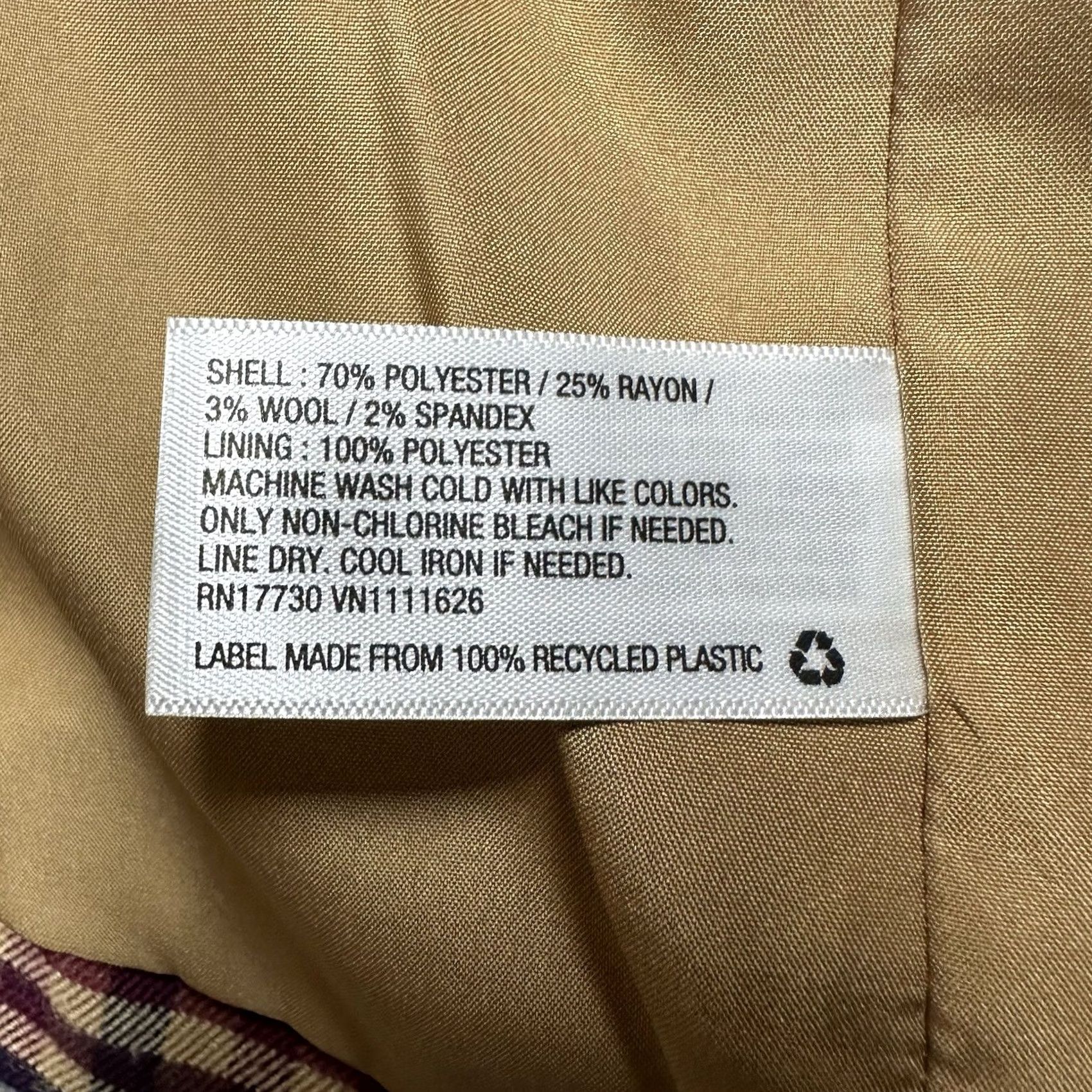 Merona Merona Blazer Womens 8 Maroon Beige Gingham Plaid One-Button Single-Breasted Jacket EUC Size M / US 6-8 / IT 42-44 - 4 Thumbnail