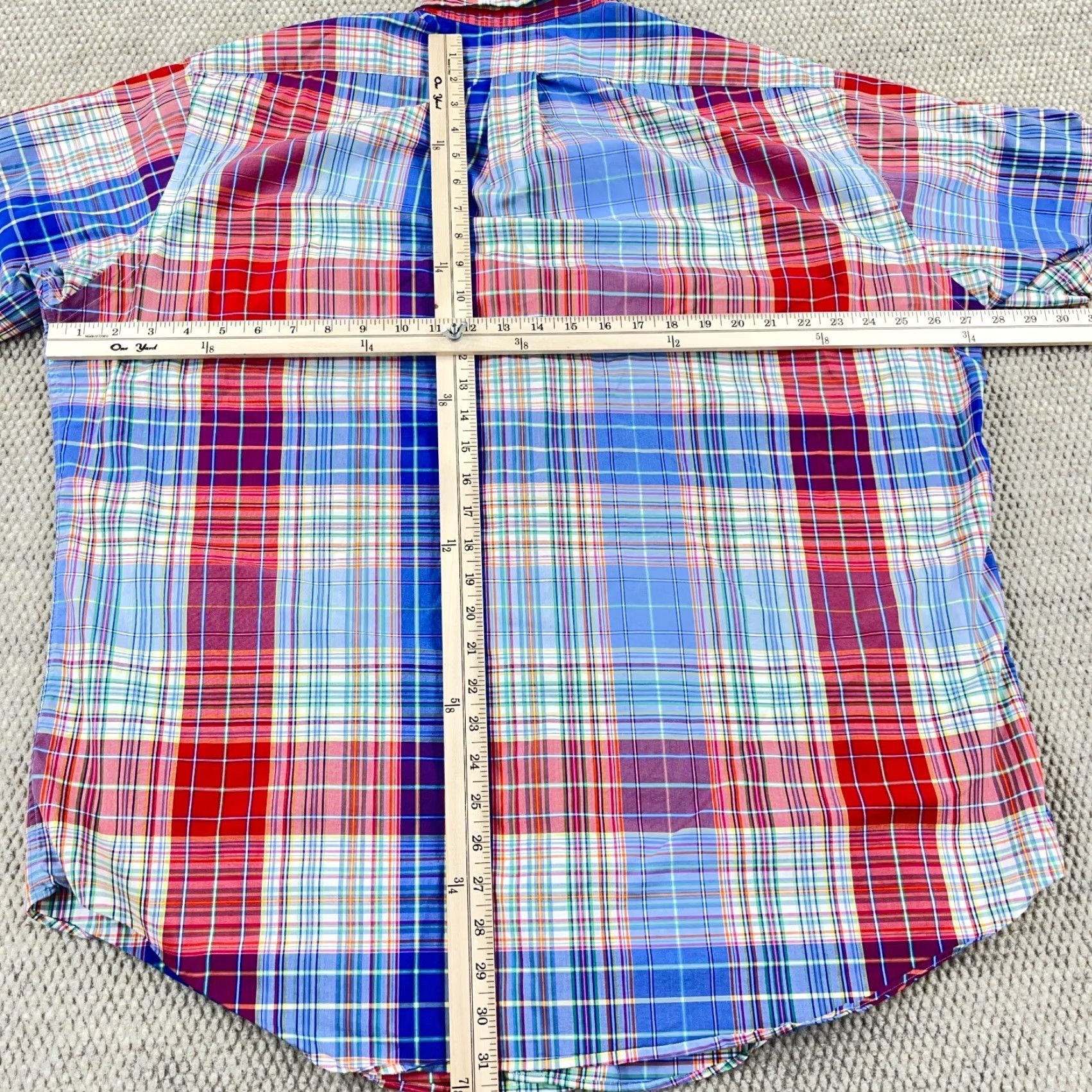 Ralph Lauren Ralph Lauren Shirt Men XL Button-Up Plaid Blue Red Tartan Camp Classic Fit Button-Front Short Sleeve, Cotton, Casual, 90s Style Size US XL / EU 56 / 4 - 7 Thumbnail