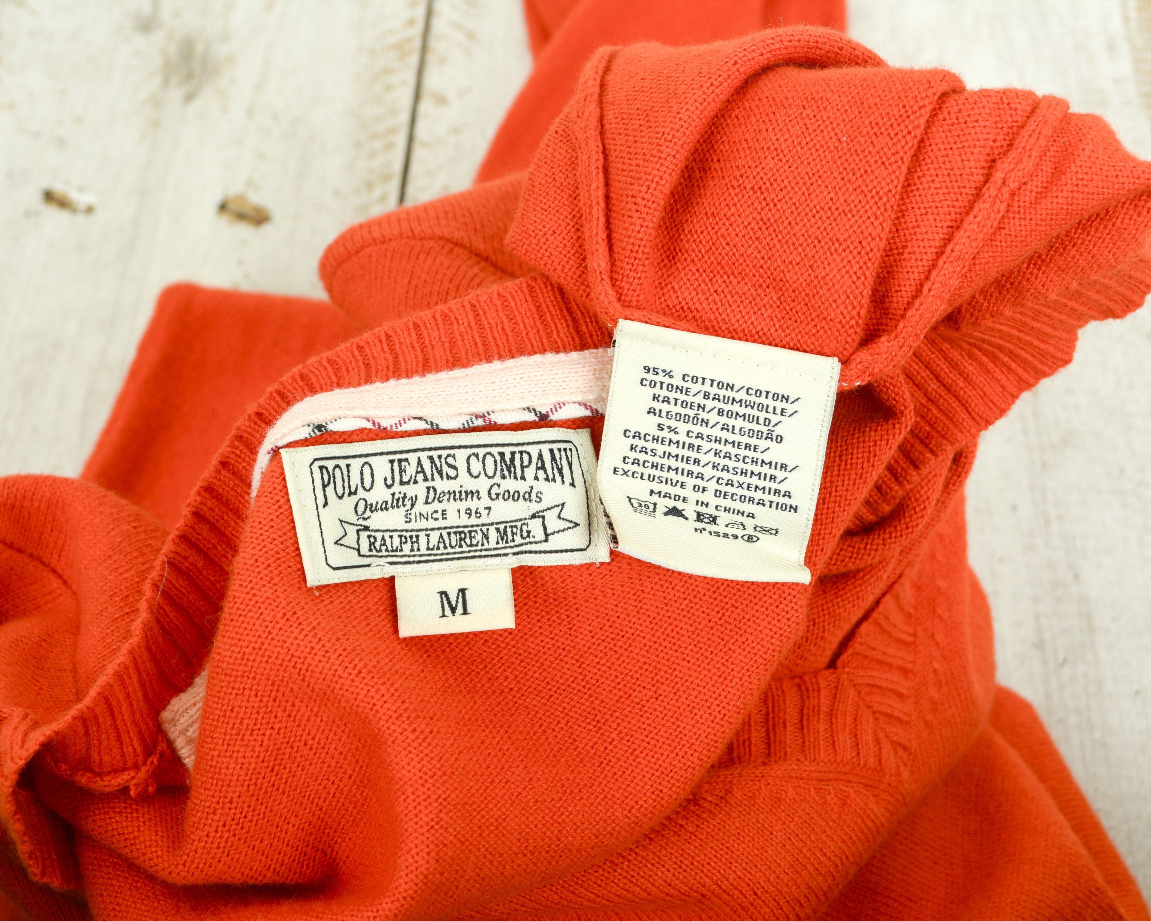 Polo Ralph Lauren × Ralph Lauren Womens M Sweater Jumper Pullover Orange Logo V-Neck Knit Top Size M / US 6-8 / IT 42-44 - 5 Thumbnail